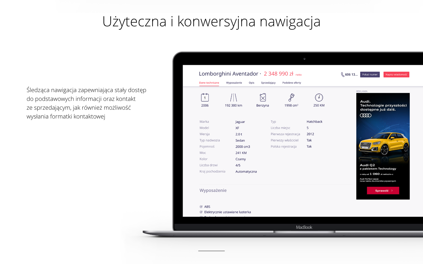 Autotrader.pl ad builder details screen.