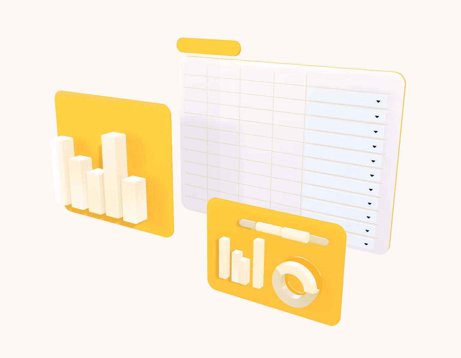 Jasne.ai analytics dashboard illustration with charts and tables