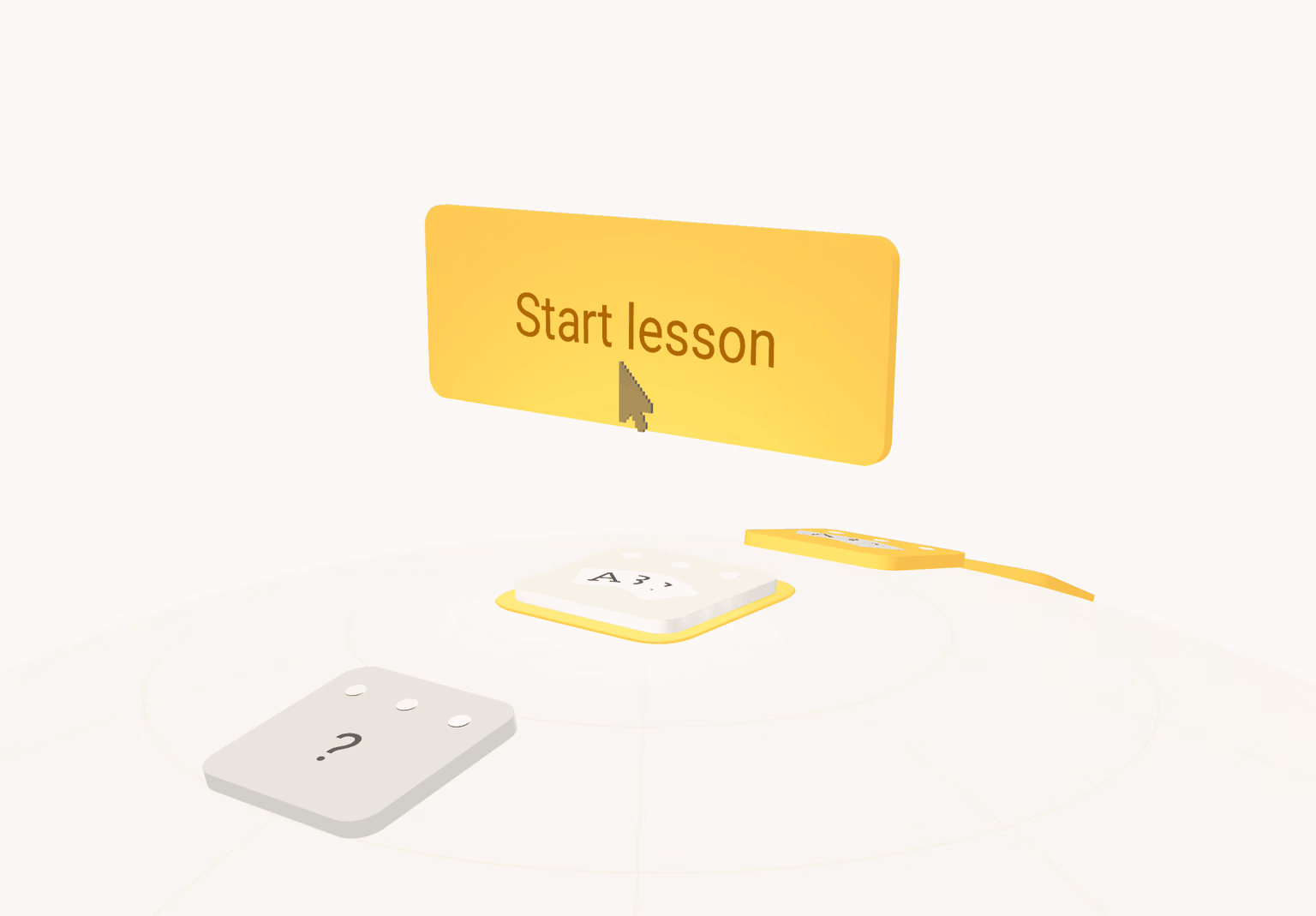 Jasne.ai lesson start button above learning cards